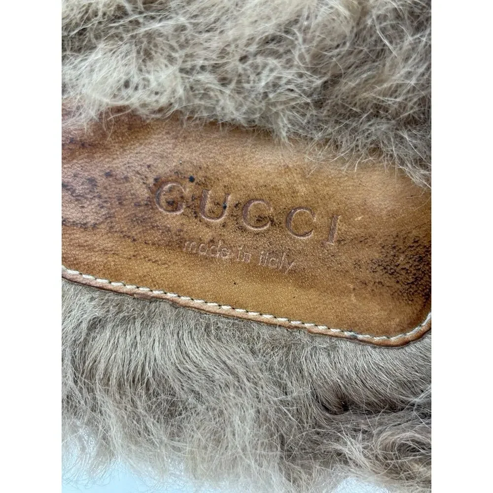 Gucci Princetown Loafer Black Leather Rose Embroidered Horsebit Size 38 / 8 Fur - Picture 13 of 16